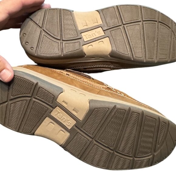 Mens Cherokee Brown Leather Boat Shoes W/ Laces  Non-Slip Soles size 8 - Picture 2 of 4